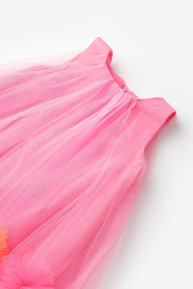 Pembe Kısa / Mini Düz Dokuma Tütü Elbise TKDSS26EL00017 - 7