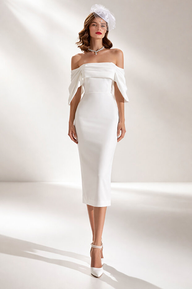 Feroa WHITE Off-shoulder Dress