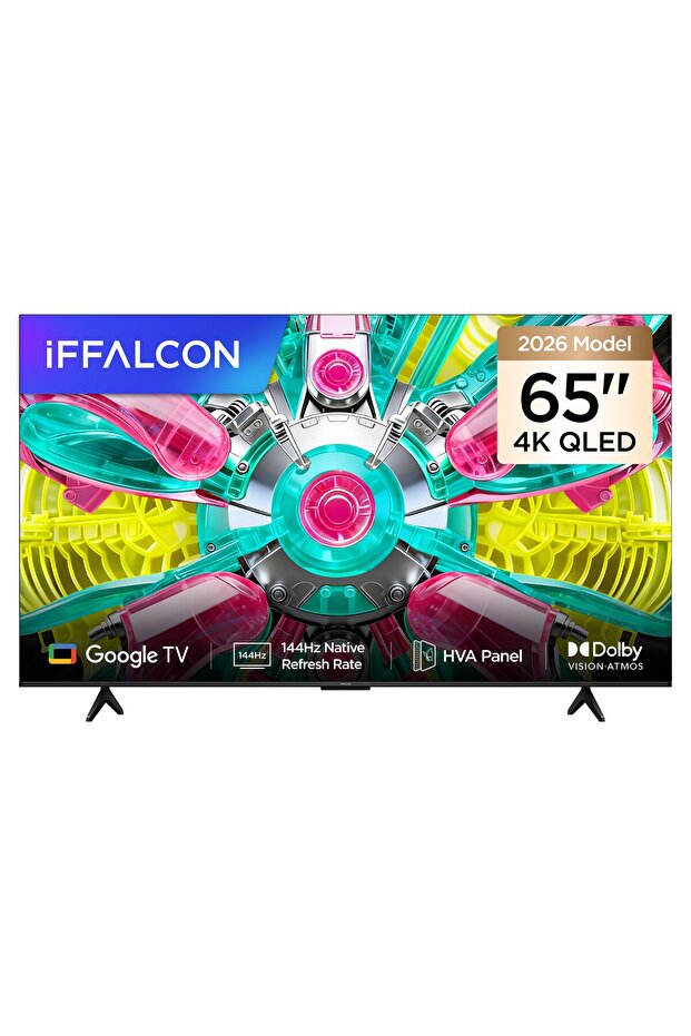 iFFALCON 65U75A 65 İnç Akıllı TV 4K QLED Google TV, 144Hz Yenileme Hızı (2026 Model)