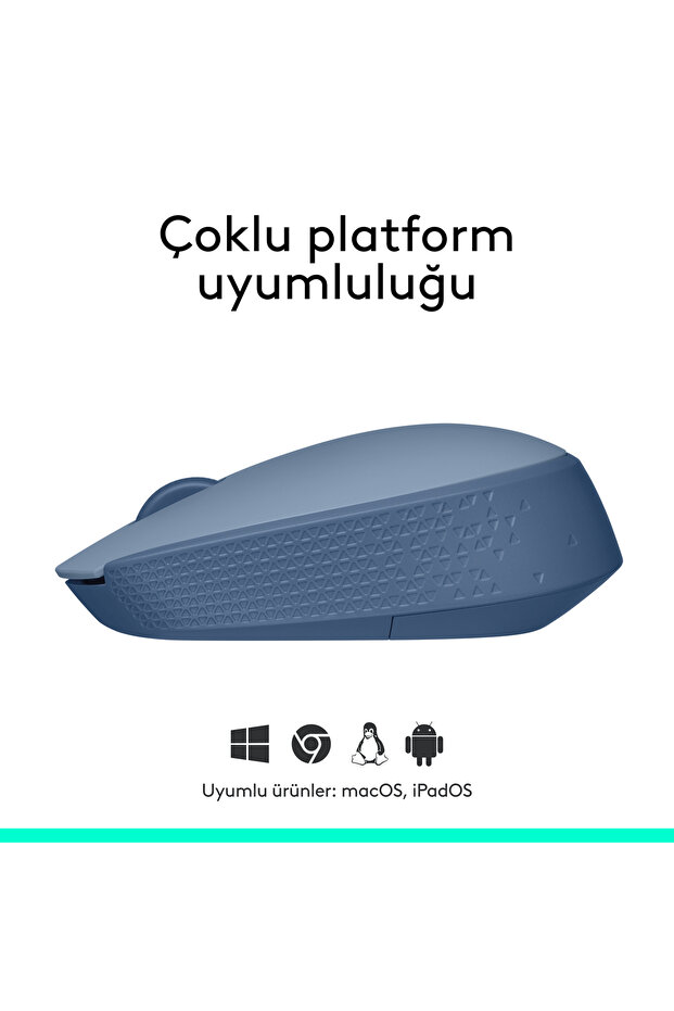 M171 USB Alıcılı Kablosuz Kompakt Mouse Açık Mavi 910-006866 - 7