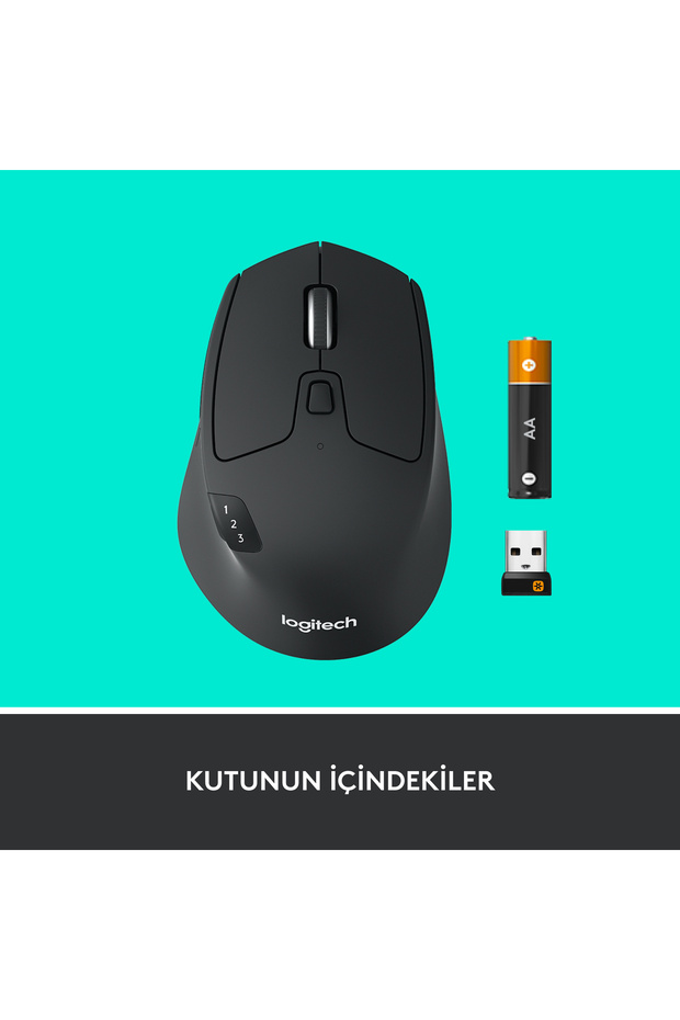 M720 Triathlon 1000 DPI Çoklu Cihaz Özellikli Kablosuz Mouse, Siyah 910-004791 - 11
