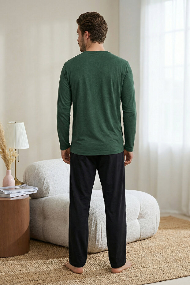 Yeşil Regular Fit Baskılı Örme Pijama Takımı TMNAW26PT00081 - 2