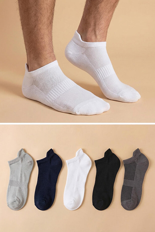Çok Renkli 5'li Paket Lastikli Spor Patik-Kısa Çorap TMNAW24CO00009 - 1