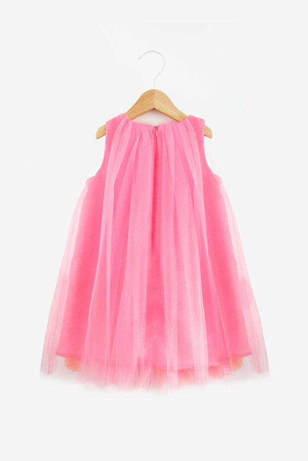 Pembe Kısa / Mini Düz Dokuma Tütü Elbise TKDSS26EL00017 - 6