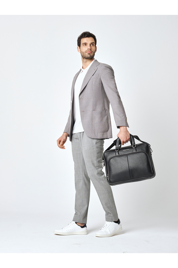 Black Men's Adjustable Detachable Cord Suitcase Fastening Laptop Briefcase 01Pc001116
