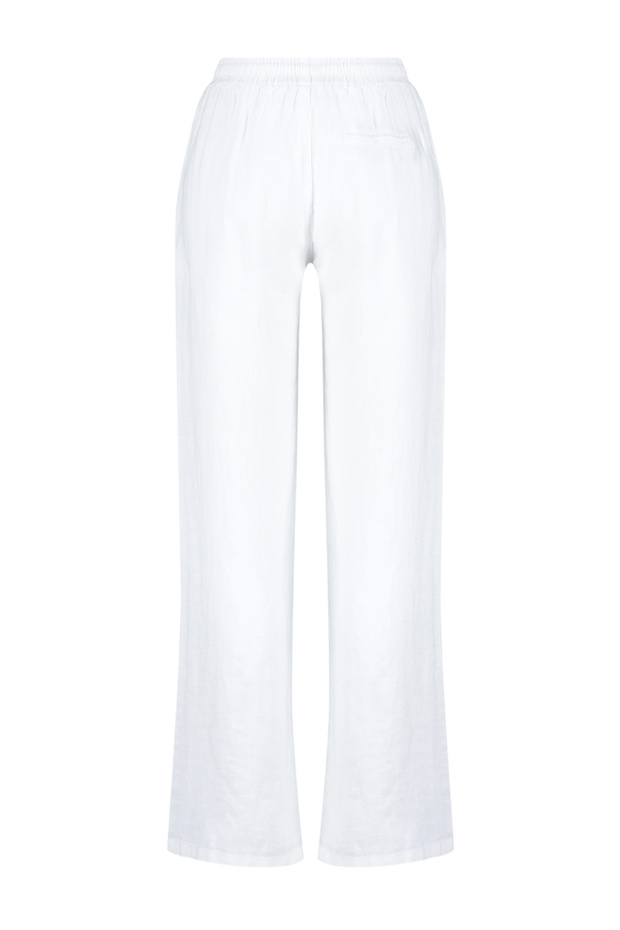 Beyaz %100 Keten Beli Lastikli Yüksek Bel Wide Leg Pantolon TWOSS26PL00041 - 8