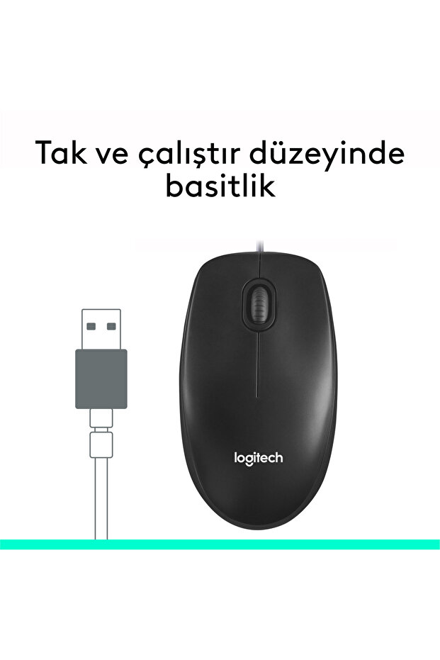 M90 USB Optik Kablolu Mouse, Siyah 910-001793 - 5