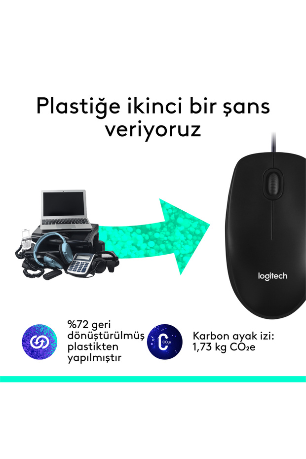 M90 USB Optik Kablolu Mouse, Siyah 910-001793 - 6