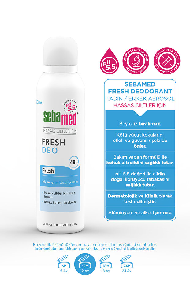 Hassas Ciltlere Özel Kadın Erkek 48 Saat Etkili Aerosol Fresh Deodorant 150ml - 2