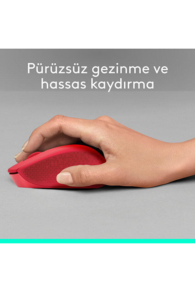 M330 Sessiz Kablosuz Optik Mouse, Kırmızı 910-004911 - 5