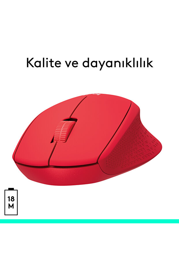M330 Sessiz Kablosuz Optik Mouse, Kırmızı 910-004911 - 7