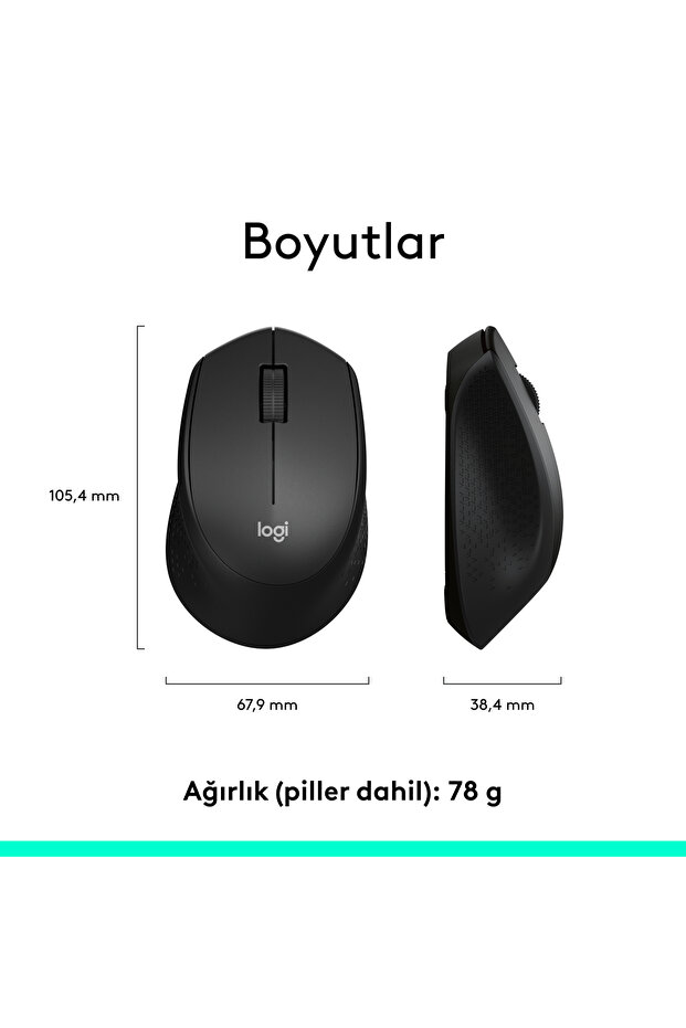 M330 Sessiz Kablosuz Optik Mouse, Siyah 910-004909 - 10