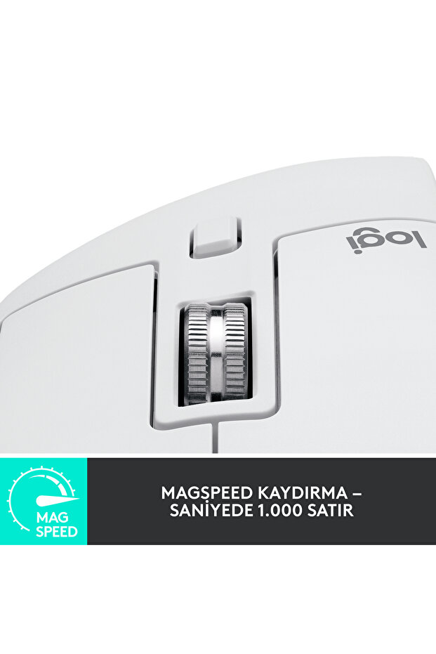 MX Master 3S Performans 8000 DPI Optik Sensörlü Sessiz Kablosuz Mouse, Beyaz 910-006560 - 5
