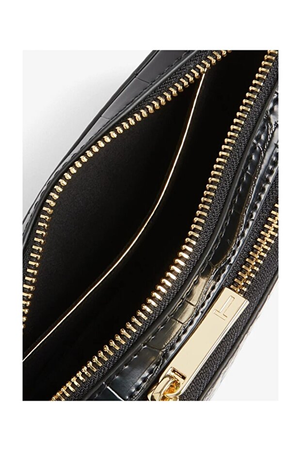 Double Zip Croc Effect Mini Camera Bag - 2