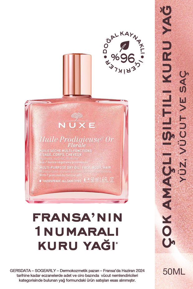Huile Prodigieuse or Pink Glitter Floral Multi-Purpose Dry Oil 50 ml