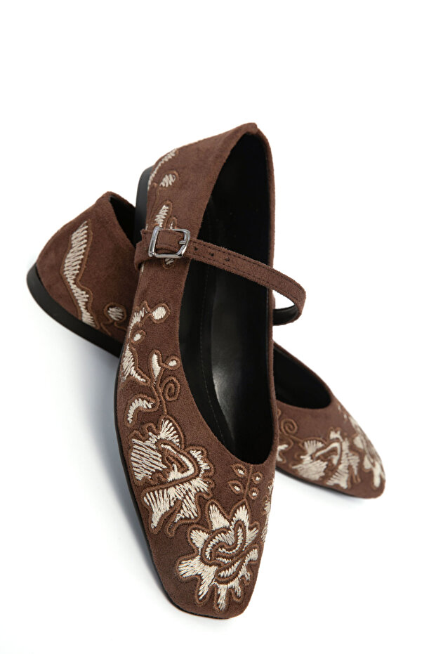 Brown Suede Women's Ballerinas 21327