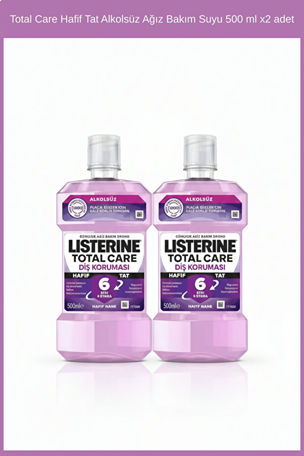 Listerine Total Care Hafif Tat Alkolsüz Ağız Bakım Suyu 500 ml x2