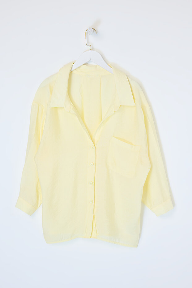 Sarı Düşük Omuzlu Oversize Modal Gömlek TDRSS26GO00018 - 1