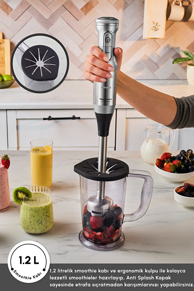 Mastermaid Prosteel Cam Mutfak Robotu Uzun Blender Ayaklı 6 Bıçaklı 2500 W Galaxy Grey - 9