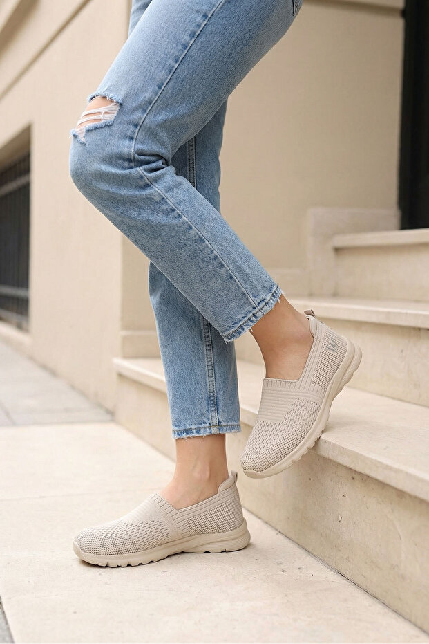Bej Kadın Sneaker 21397 - 1