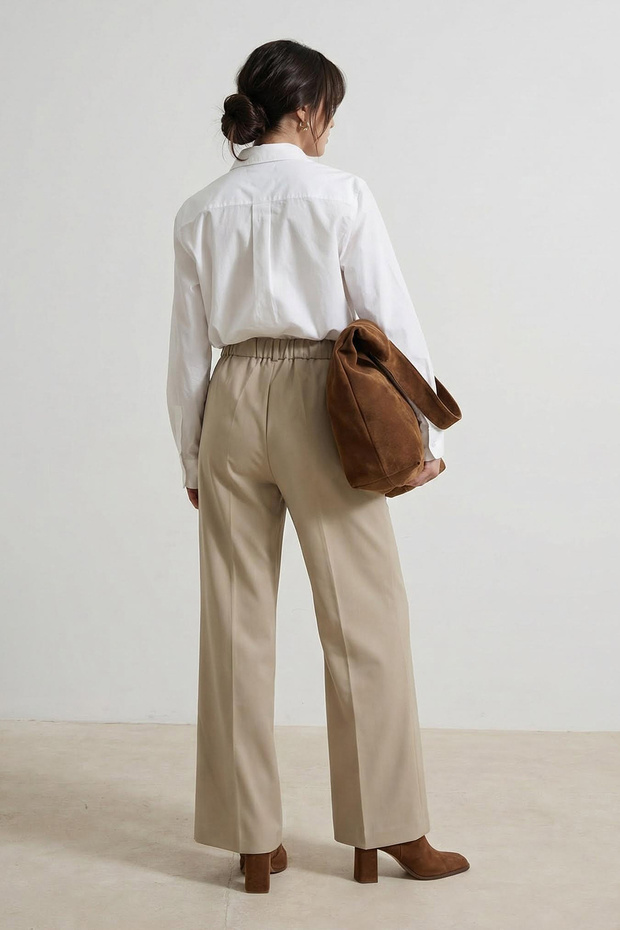 Bej Fitted Yandan Bağlama Detaylı Blazer Pantolon Alt - Üst Takım TCTSS26US00012 - 4