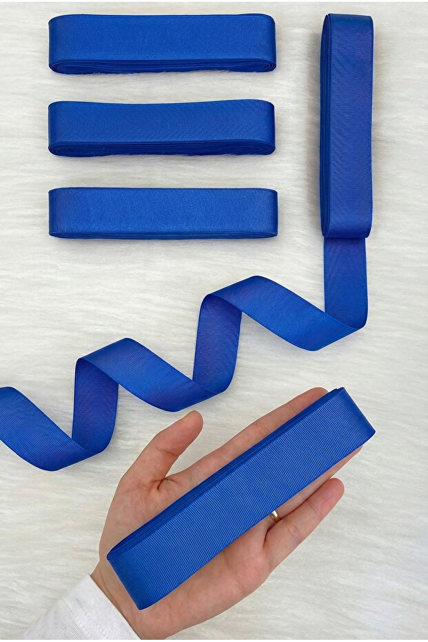 Cobalt Blue Grosgrain Ribbon 3 cm 10 Mt, Bohça Dowry Wedding Circumcision Birthday Gift Packaging Decoration