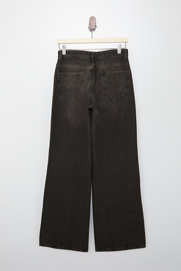 Kahverengi Yüksek Bel Wide Leg Geniş Paça %100 Pamuk Non-Stretch Jeans TWOAW26JE00007 - 6