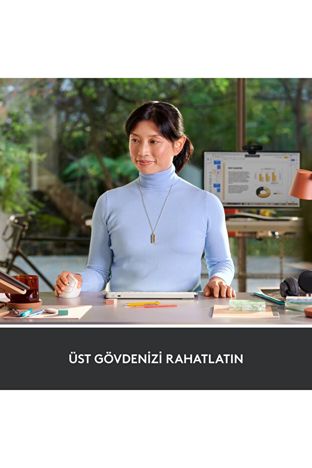 Lift Sessiz Kablosuz Ergonomik Dikey Mouse, Beyaz 910-006475 - 5