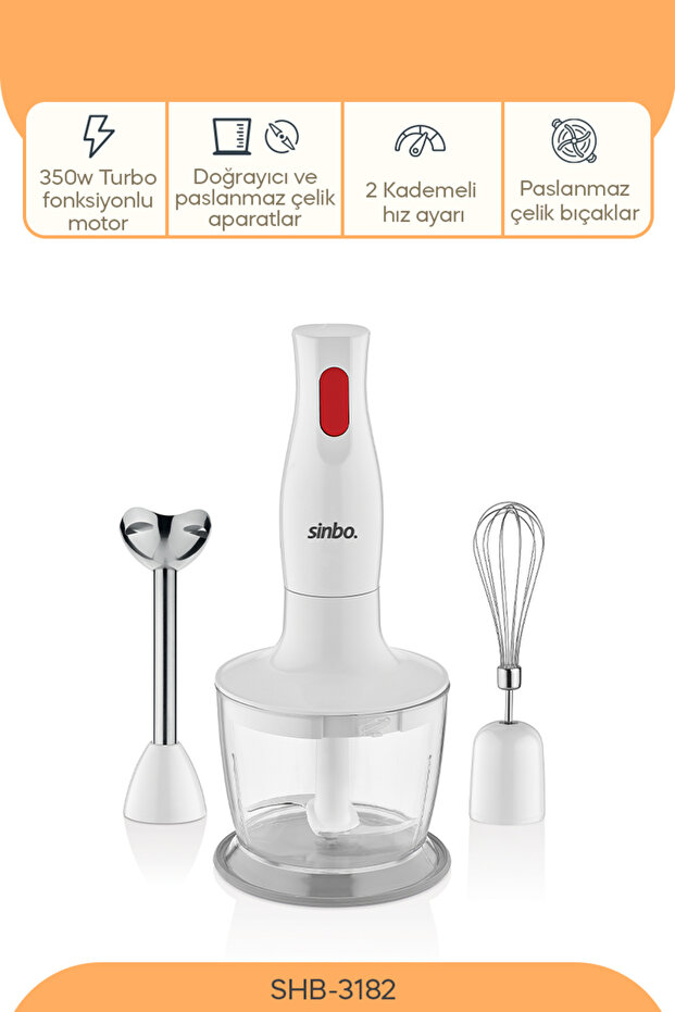 SHB 3182 Kablolu El Blender Seti 350W Güç 600 Ml Kapasite - 5