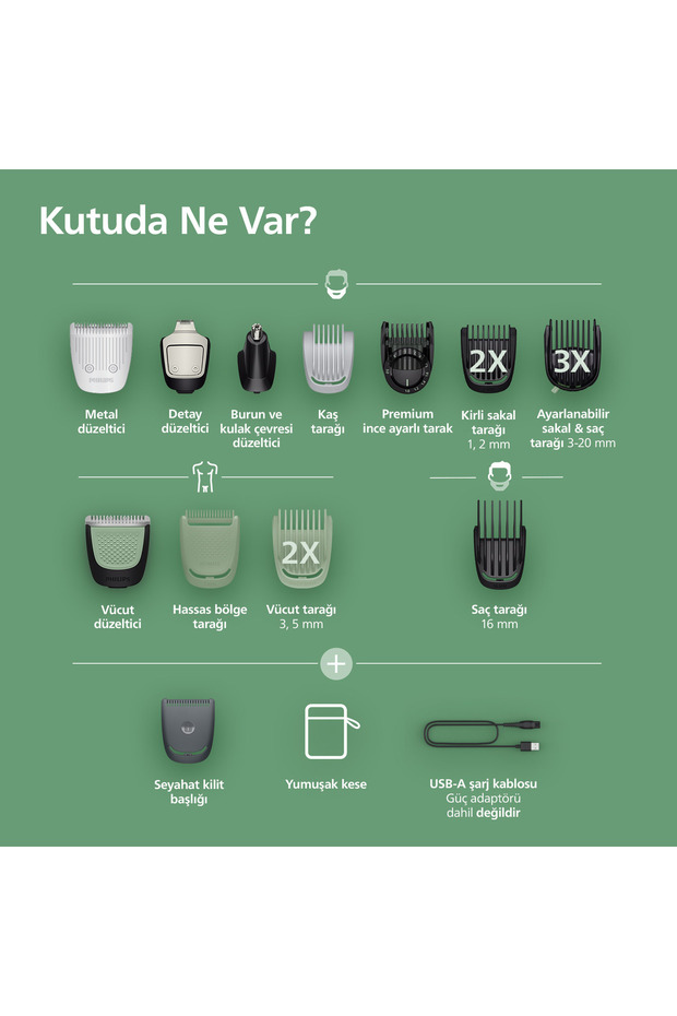 9000 Serisi 16in1, Erkek Bakım Seti, Yüz/Saç/Vücut Tıraş Makinesi, Islak /Kuru Kullanım, MG9532/15 - 6