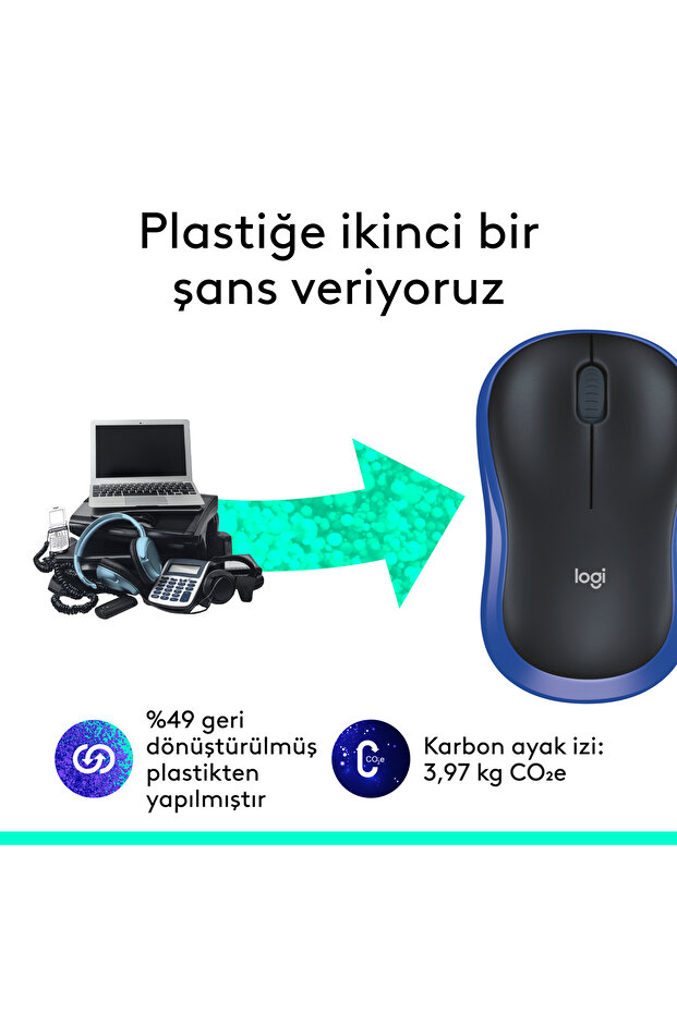 M185 USB Alıcılı Kompakt Kablosuz Mouse, Mavi 910-002236 - 5