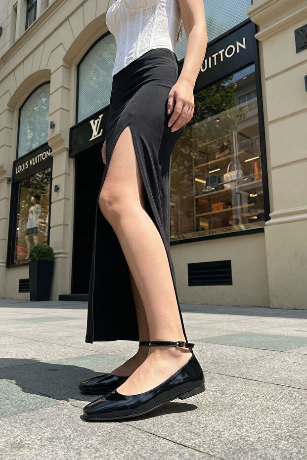 Black Patent Leather Women's Ballerinas 20911