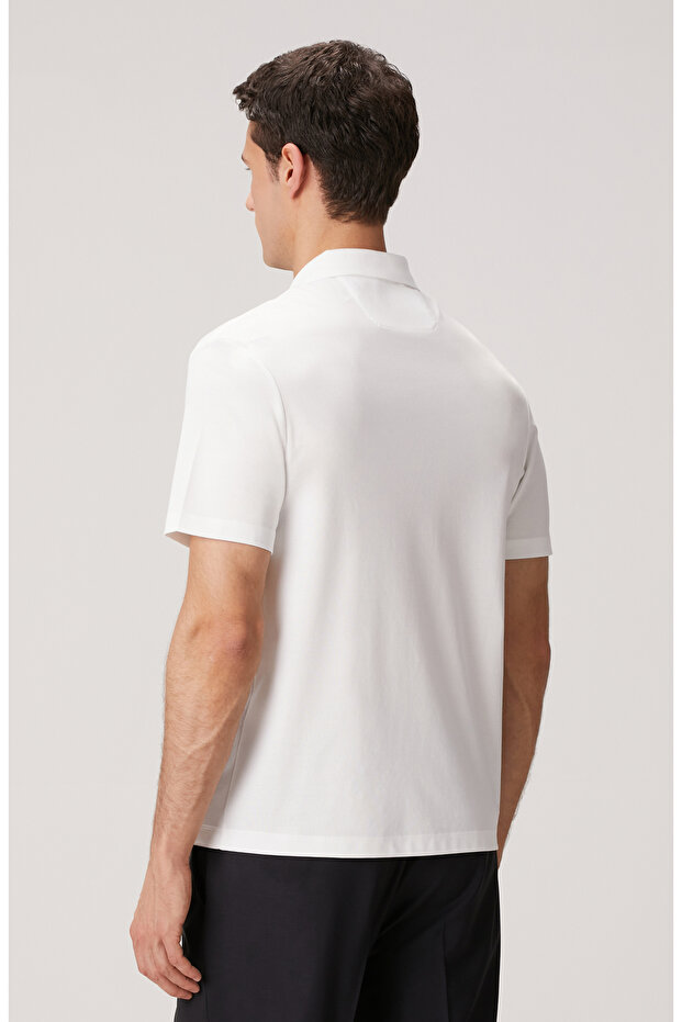 Beyaz N-Tech Fermuarlı Örme Gömlek - 5