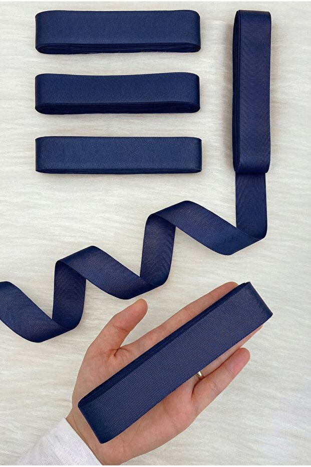 Navy Blue Grogren Ribbon 3 cm 10 Mt, Bohça Dowry Wedding Circumcision Birthday Gift Packaging Decoration