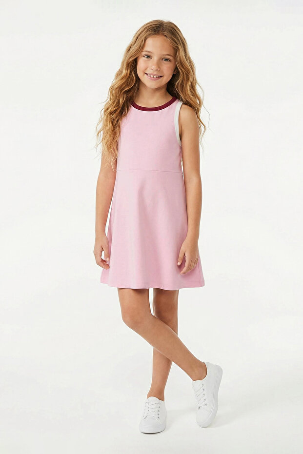 Pembe Kız Çocuk Kısa / Mini Düz Örme Elbise TKDSS26EL00006 - 1