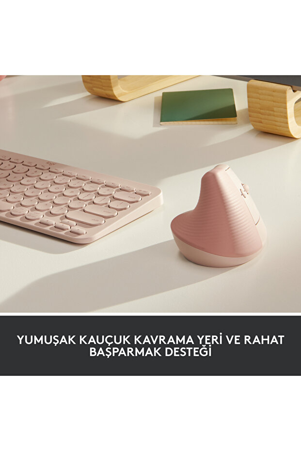 Lift Sessiz Kablosuz Ergonomik Dikey Mouse, Pembe 910-006478 - 3
