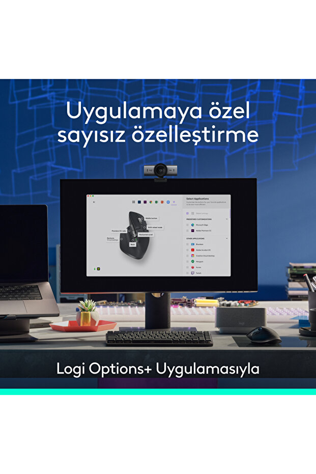 MX Master 3S Bluetooth Edition Performans 8000 DPI Optik Sessiz Kablosuz Mouse, Siyah 910-007501 - 7