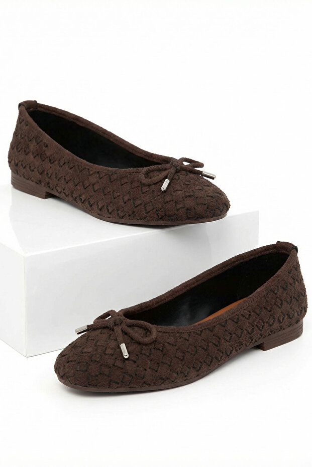 Brown Suede Women's Ballerinas 21352