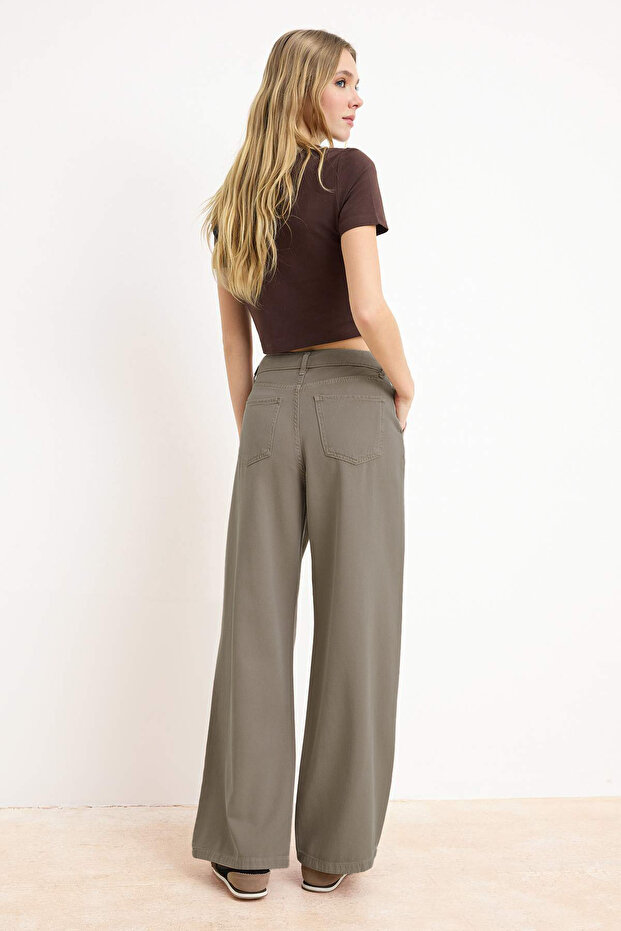 Taş DÖKÜMLÜ Tencel Karışımlı Yüksek Bel Wide Leg Jeans TWOSS26JE00171 - 4