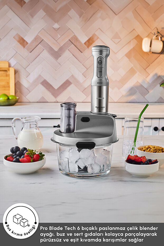 Mastermaid Prosteel Cam Mutfak Robotu Uzun Blender Ayaklı 6 Bıçaklı 2500 W Galaxy Grey - 6