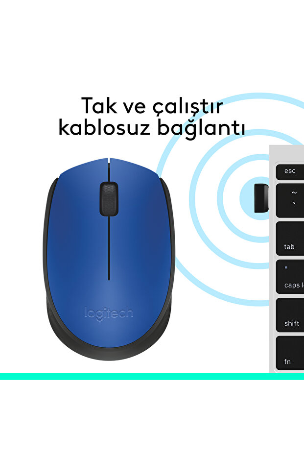 ماوس كمبيوتر USB لاسلكي مدمج M171 باللون الأزرق 910- 004640 - 7