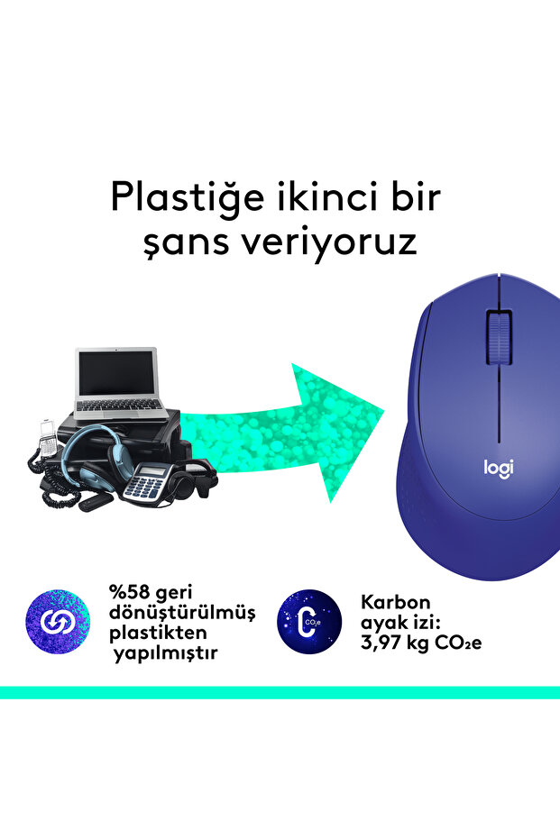 M330 Sessiz Kablosuz Optik Mouse, Mavi 910-004910 - 4