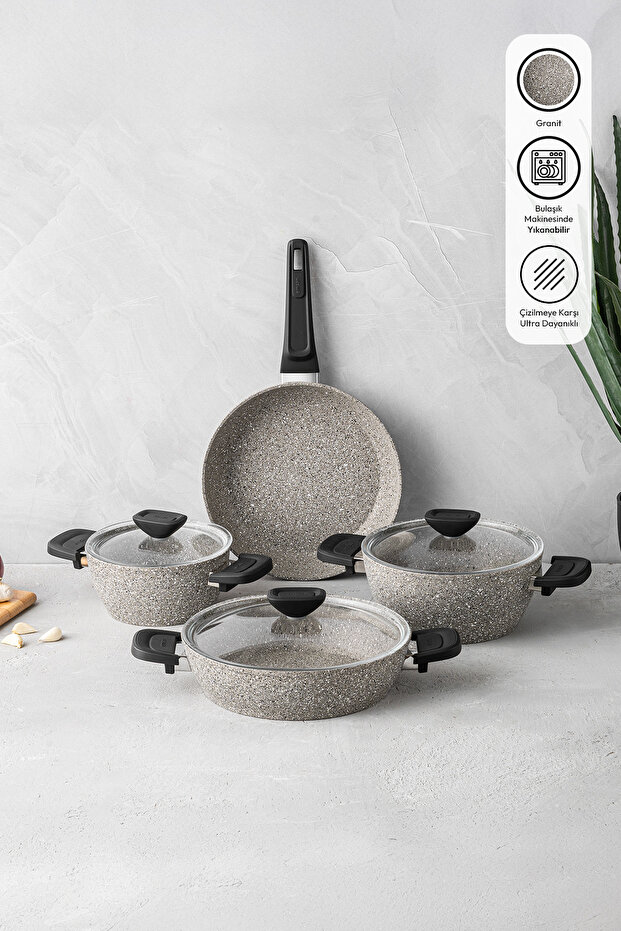 Stone 7 Parça Granit Tencere Seti - 1