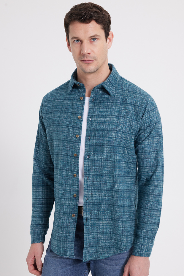Men's Slim Fit slim fit checkered winter lumberjack shirt