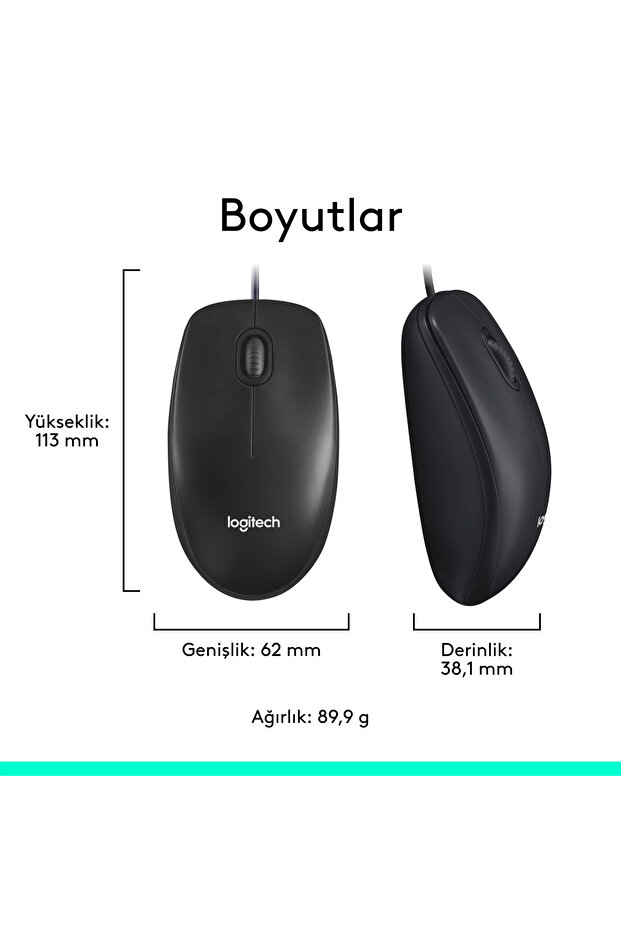 M90 USB Optik Kablolu Mouse, Siyah 910-001793 - 10