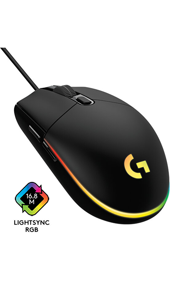 G G102 LIGHTSYNC RGB Aydınlatmalı 8000 DPI Kablolu Oyuncu Mouse, Siyah 910-005823 - 3