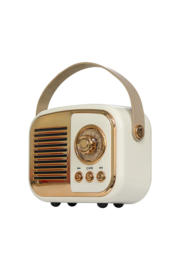 Retro Müzik Kutusu Usb+TF Kart+Bluetooth Destekli Klasik MD-24BT Echoes Krem - 5