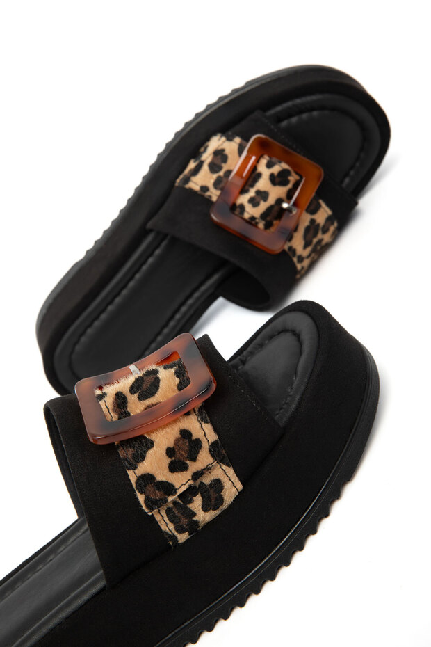 Black Suede Women's Slippers 21286