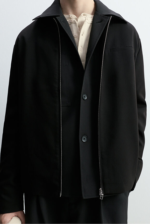 Férfi szabott cipzáras dzseki - 3