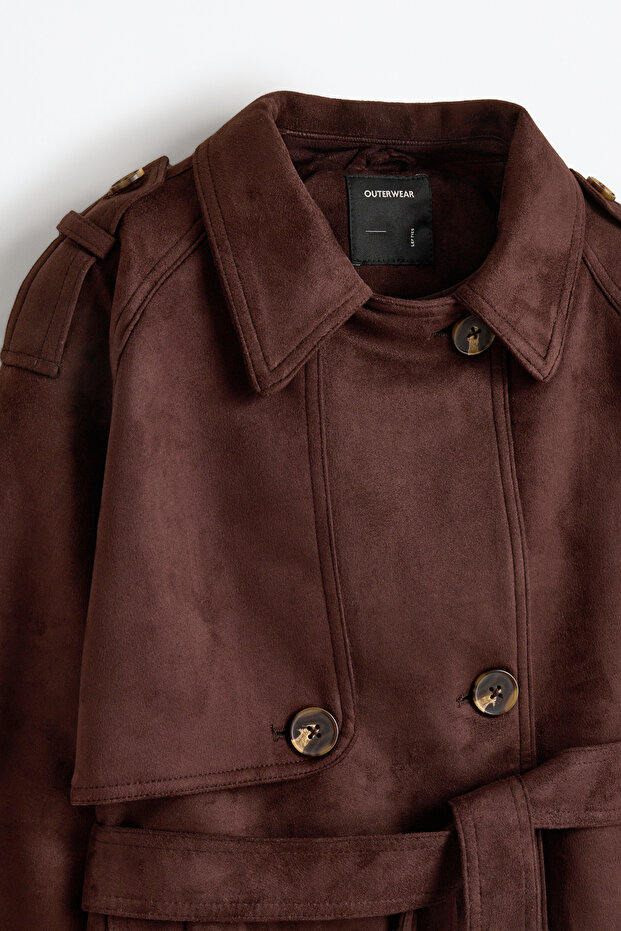 Dámsky krátky semišový trenčkot - 3